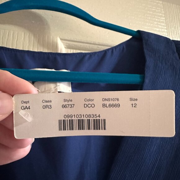 J. Crew Royal Blue silk chiffon faux wrap dress cocktail dress - Picture 3 of 3